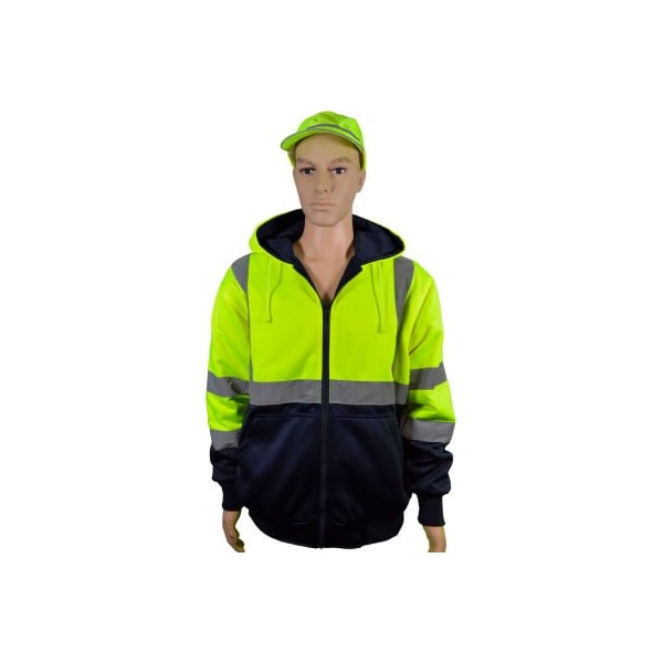 Petra Roc Inc Petra Roc 20 Oz. Reversible Zip-Up Hooded Sweatshirt, ANSI Class 3, Lime/Navy, S, LNRVDWZHSW-C3-S LNRVDWZHSW-C3-S - main